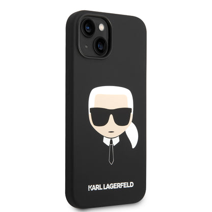 Deksel for Apple iPhone 14 Plus, Karl Lagerfeld, Silicone Karl's Head, Svart