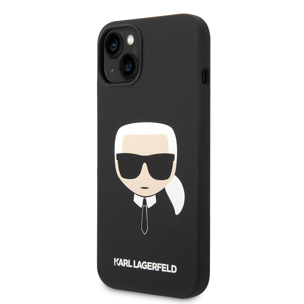 Deksel for Apple iPhone 14 Plus, Karl Lagerfeld, Silicone Karl's Head, Svart
