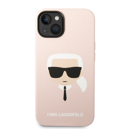Deksel for Apple iPhone 14 Plus, Karl Lagerfeld, Silicone Karl's Head, Rosa