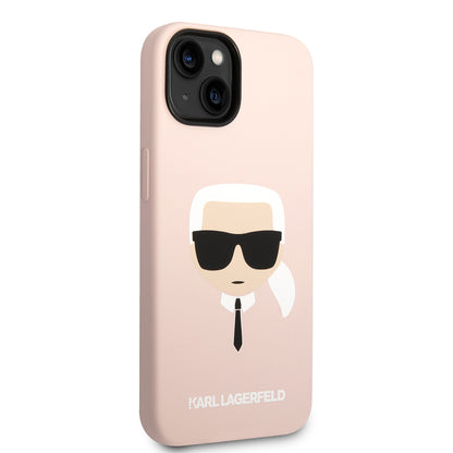 Deksel for Apple iPhone 14 Plus, Karl Lagerfeld, Silicone Karl's Head, Rosa