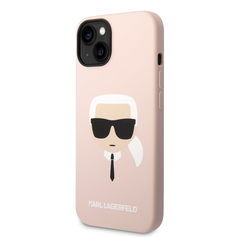 Deksel for Apple iPhone 14 Plus, Karl Lagerfeld, Silicone Karl's Head, Rosa