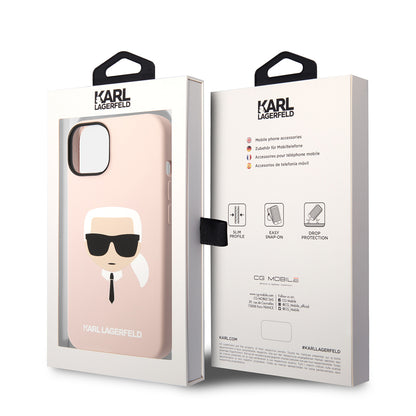 Deksel for Apple iPhone 14 Plus, Karl Lagerfeld, Silicone Karl's Head, Rosa