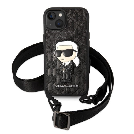 Deksel for Apple iPhone 14 Plus, Karl Lagerfeld, Monogram Ikonik Karl, Hvit