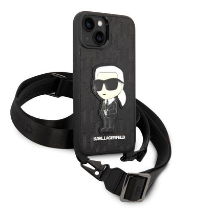 Deksel for Apple iPhone 14 Plus, Karl Lagerfeld, Monogram Ikonik Karl, Hvit