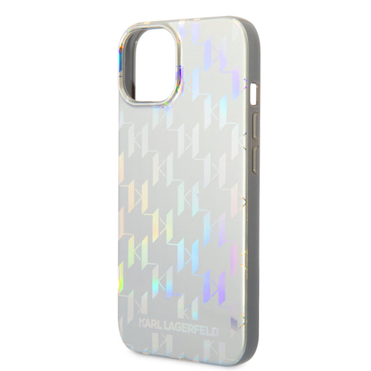 Deksel for Apple iPhone 14 Plus, Karl Lagerfeld, Monogram Iridescent, Sølvfarget