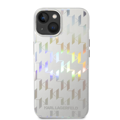 Deksel for Apple iPhone 14 Plus, Karl Lagerfeld, Monogram Iridescent, Sølvfarget