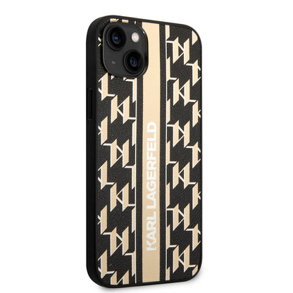 Deksel for Apple iPhone 14 Plus, Karl Lagerfeld, Monogram Stripe, Brun