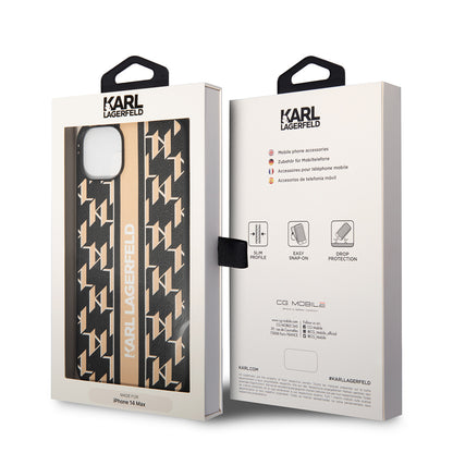 Deksel for Apple iPhone 14 Plus, Karl Lagerfeld, Monogram Stripe, Brun