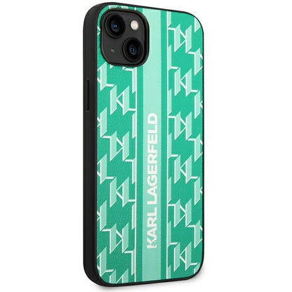 Deksel for Apple iPhone 14 Plus, Karl Lagerfeld, Monogram Stripe, Grønn
