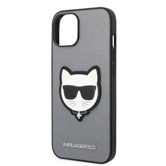 Deksel for Apple iPhone 14 Plus, Karl Lagerfeld, Saffiano Choupette's Head, Sølvfarget