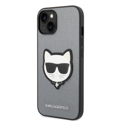 Deksel for Apple iPhone 14 Plus, Karl Lagerfeld, Saffiano Choupette's Head, Sølvfarget