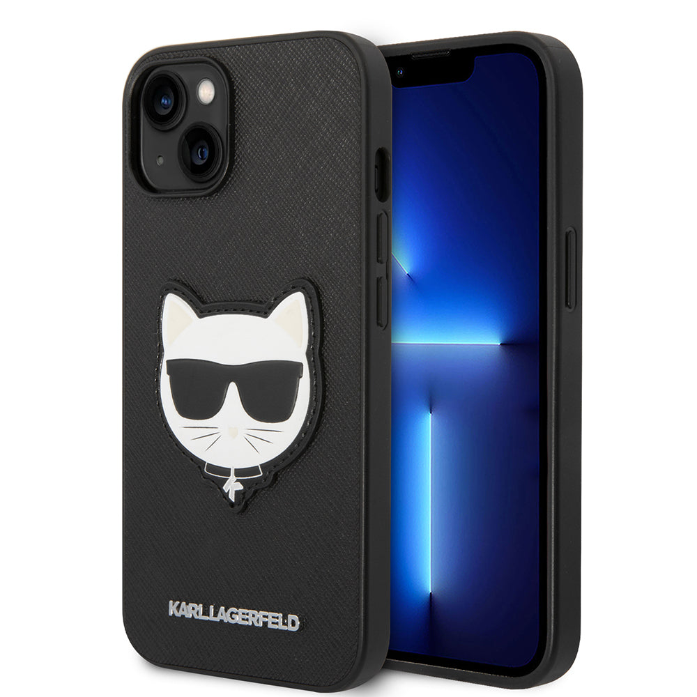 Deksel for Apple iPhone 14 Plus, Karl Lagerfeld, Saffiano Choupette's Head, Svart