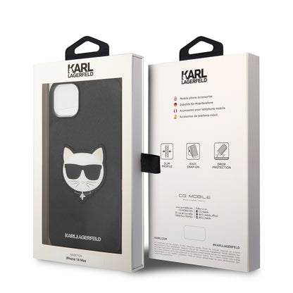 Deksel for Apple iPhone 14 Plus, Karl Lagerfeld, Saffiano Choupette's Head, Svart