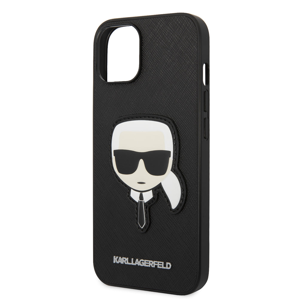 Deksel for Apple iPhone 14 Plus, Karl Lagerfeld, Saffiano Karl's Head, Svart