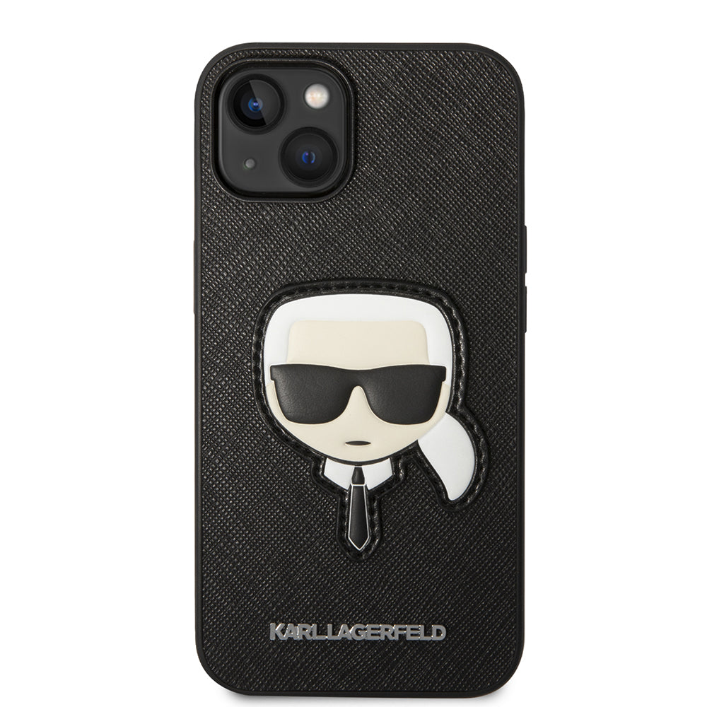 Deksel for Apple iPhone 14 Plus, Karl Lagerfeld, Saffiano Karl's Head, Svart
