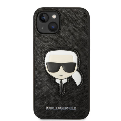 Deksel for Apple iPhone 14 Plus, Karl Lagerfeld, Saffiano Karl's Head, Svart
