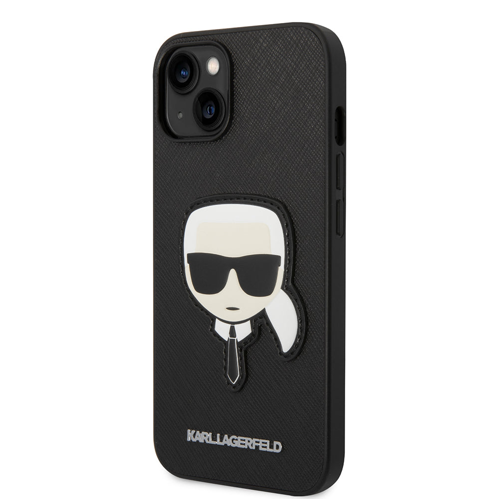 Deksel for Apple iPhone 14 Plus, Karl Lagerfeld, Saffiano Karl's Head, Svart