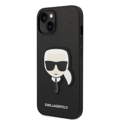 Deksel for Apple iPhone 14 Plus, Karl Lagerfeld, Saffiano Karl's Head, Svart