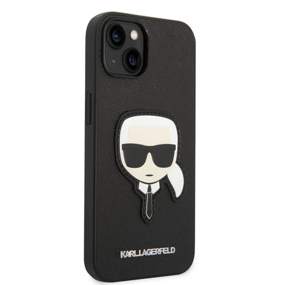 Deksel for Apple iPhone 14 Plus, Karl Lagerfeld, Saffiano Karl's Head, Svart