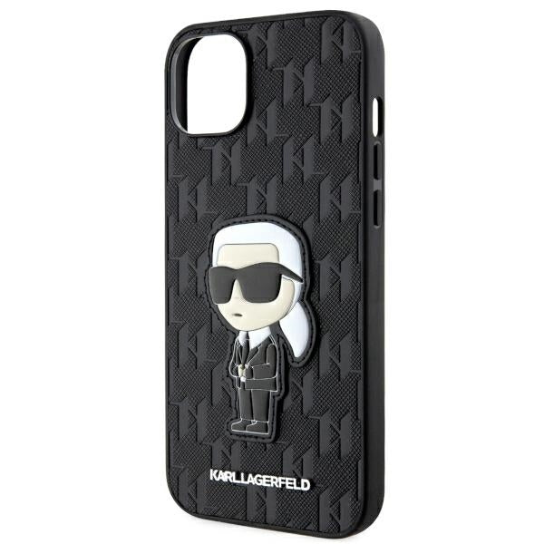Deksel for Apple iPhone 14 Plus, Karl Lagerfeld, Saffiano Monogram Ikonik Karl, Svart