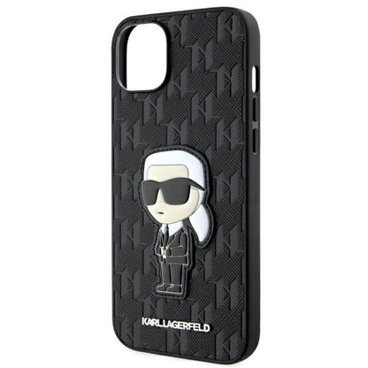 Deksel for Apple iPhone 14 Plus, Karl Lagerfeld, Saffiano Monogram Ikonik Karl, Svart