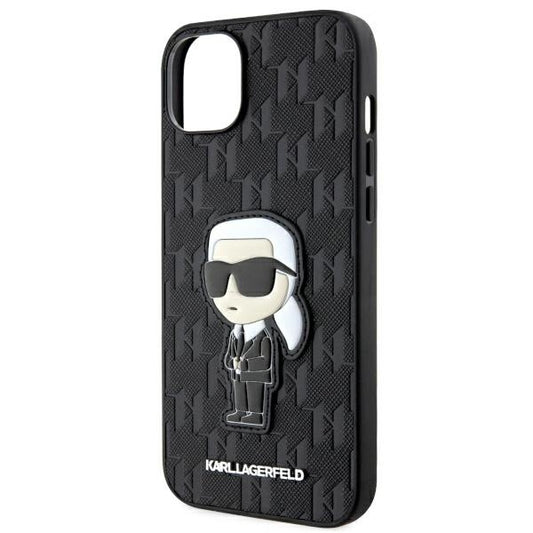 Deksel for Apple iPhone 14 Plus, Karl Lagerfeld, Saffiano Monogram Ikonik Karl, Svart