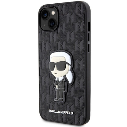 Deksel for Apple iPhone 14 Plus, Karl Lagerfeld, Saffiano Monogram Ikonik Karl, Svart