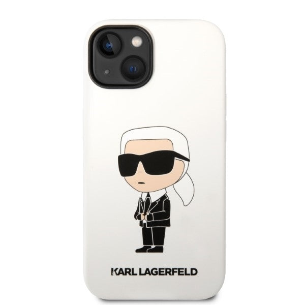 Deksel for Apple iPhone 14 Plus, Karl Lagerfeld, Silicone Ikonik Karl, Hvit