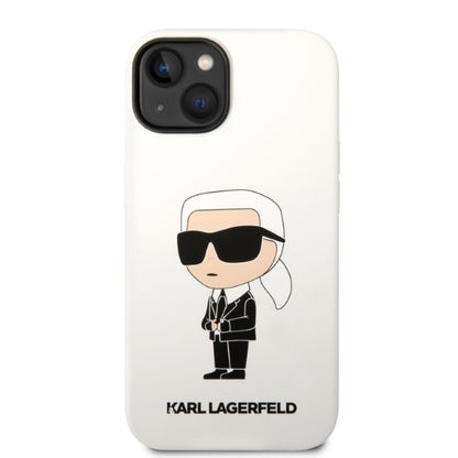 Deksel for Apple iPhone 14 Plus, Karl Lagerfeld, Silicone Ikonik Karl, Hvit