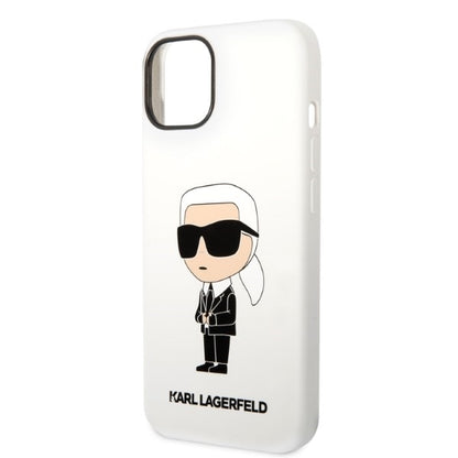 Deksel for Apple iPhone 14 Plus, Karl Lagerfeld, Silicone Ikonik Karl, Hvit