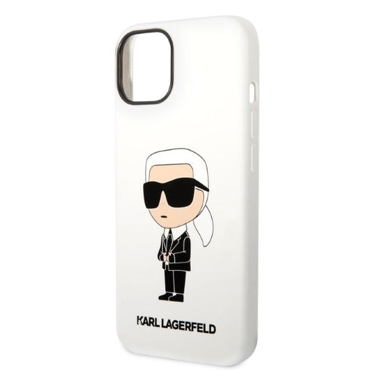 Deksel for Apple iPhone 14 Plus, Karl Lagerfeld, Silicone Ikonik Karl, Hvit