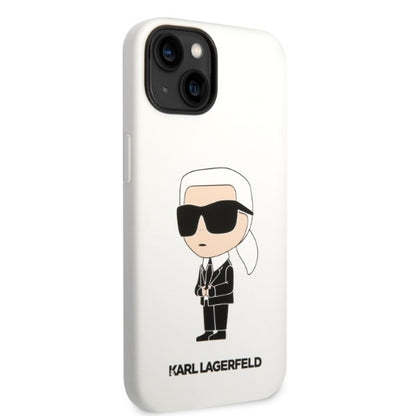 Deksel for Apple iPhone 14 Plus, Karl Lagerfeld, Silicone Ikonik Karl, Hvit