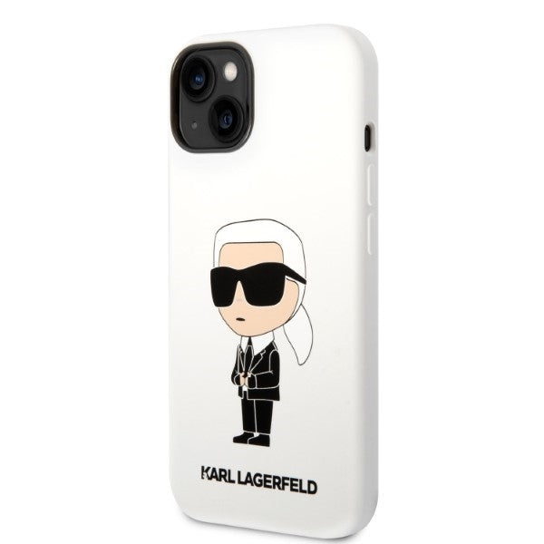 Deksel for Apple iPhone 14 Plus, Karl Lagerfeld, Silicone Ikonik Karl, Hvit