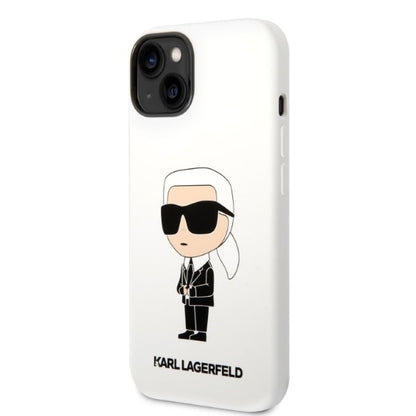 Deksel for Apple iPhone 14 Plus, Karl Lagerfeld, Silicone Ikonik Karl, Hvit