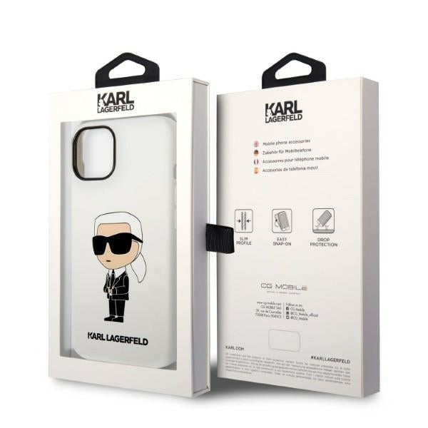 Deksel for Apple iPhone 14 Plus, Karl Lagerfeld, Silicone Ikonik Karl, Hvit