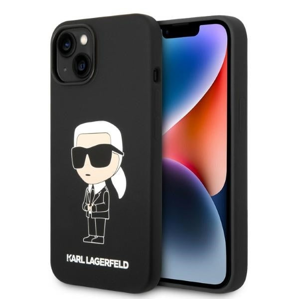 Deksel for Apple iPhone 14 Plus, Karl Lagerfeld, Silicone Ikonik Karl, Svart