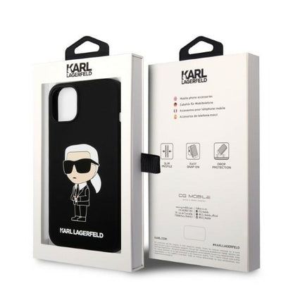 Deksel for Apple iPhone 14 Plus, Karl Lagerfeld, Silicone Ikonik Karl, Svart