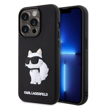 Deksel for Apple iPhone 14 Pro, Karl Lagerfeld, 3D Rubber Choupette, Svart