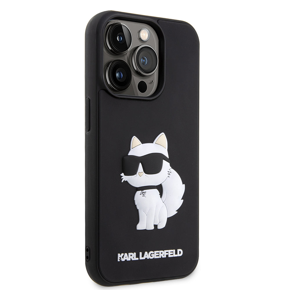 Deksel for Apple iPhone 14 Pro, Karl Lagerfeld, 3D Rubber Choupette, Svart