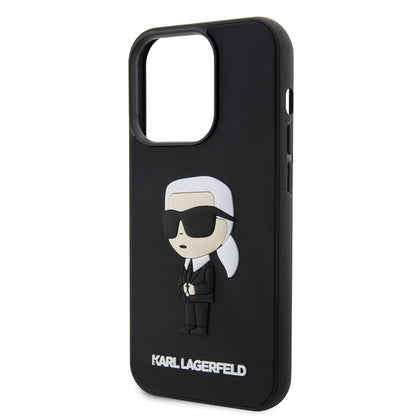 Deksel for Apple iPhone 14 Pro, Karl Lagerfeld, 3D Rubber Ikonik Karl, Svart