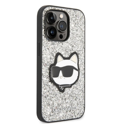 Deksel for Apple iPhone 14 Pro, Karl Lagerfeld, Glitter Choupette Patch, Sølv