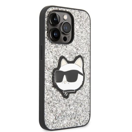 Deksel for Apple iPhone 14 Pro, Karl Lagerfeld, Glitter Choupette Patch, Sølv