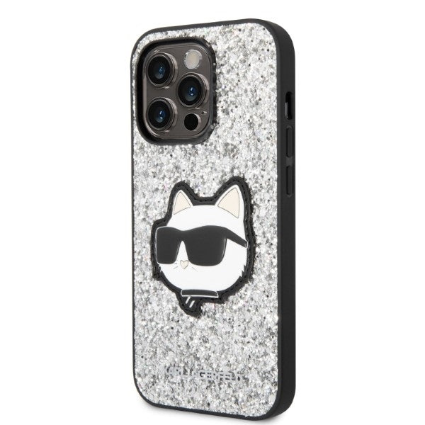 Deksel for Apple iPhone 14 Pro, Karl Lagerfeld, Glitter Choupette Patch, Sølv