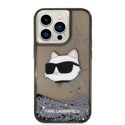 Deksel for Apple iPhone 14 Pro, Karl Lagerfeld, Glitter Choupette's Head, Svart