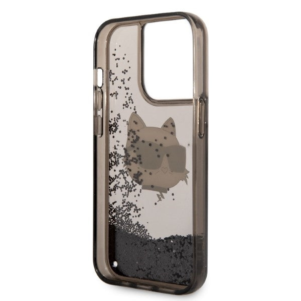 Deksel for Apple iPhone 14 Pro, Karl Lagerfeld, Glitter Choupette's Head, Svart