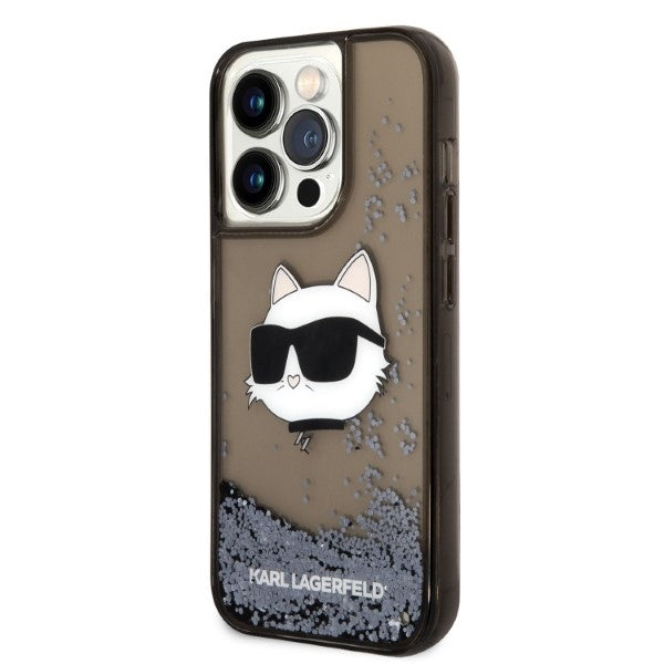 Deksel for Apple iPhone 14 Pro, Karl Lagerfeld, Glitter Choupette's Head, Svart