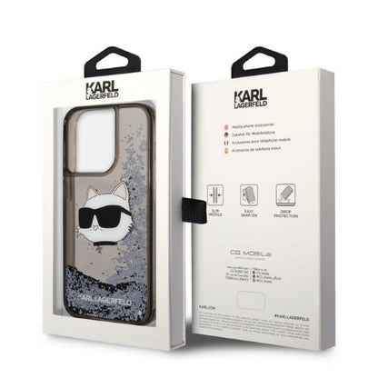 Deksel for Apple iPhone 14 Pro, Karl Lagerfeld, Glitter Choupette's Head, Svart