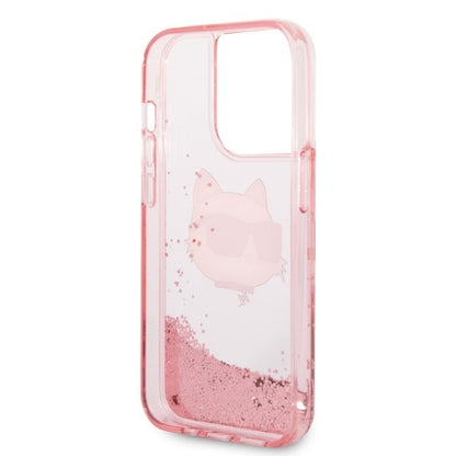 Deksel for Apple iPhone 14 Pro, Karl Lagerfeld, Glitter Choupette's Head, Rosa
