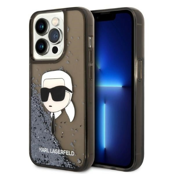 Deksel for Apple iPhone 14 Pro, Karl Lagerfeld, Glitter Karl's Head, Svart