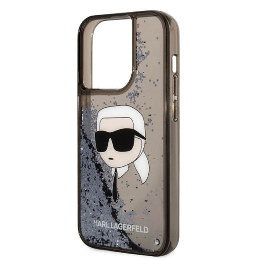 Deksel for Apple iPhone 14 Pro, Karl Lagerfeld, Glitter Karl's Head, Svart